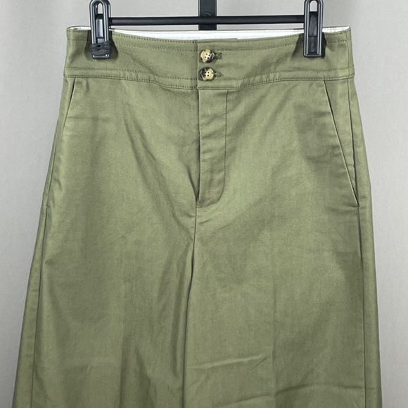 NEW J Crew Pants Womens 2 green wide leg preppy classic casual - Picture 2 of 9